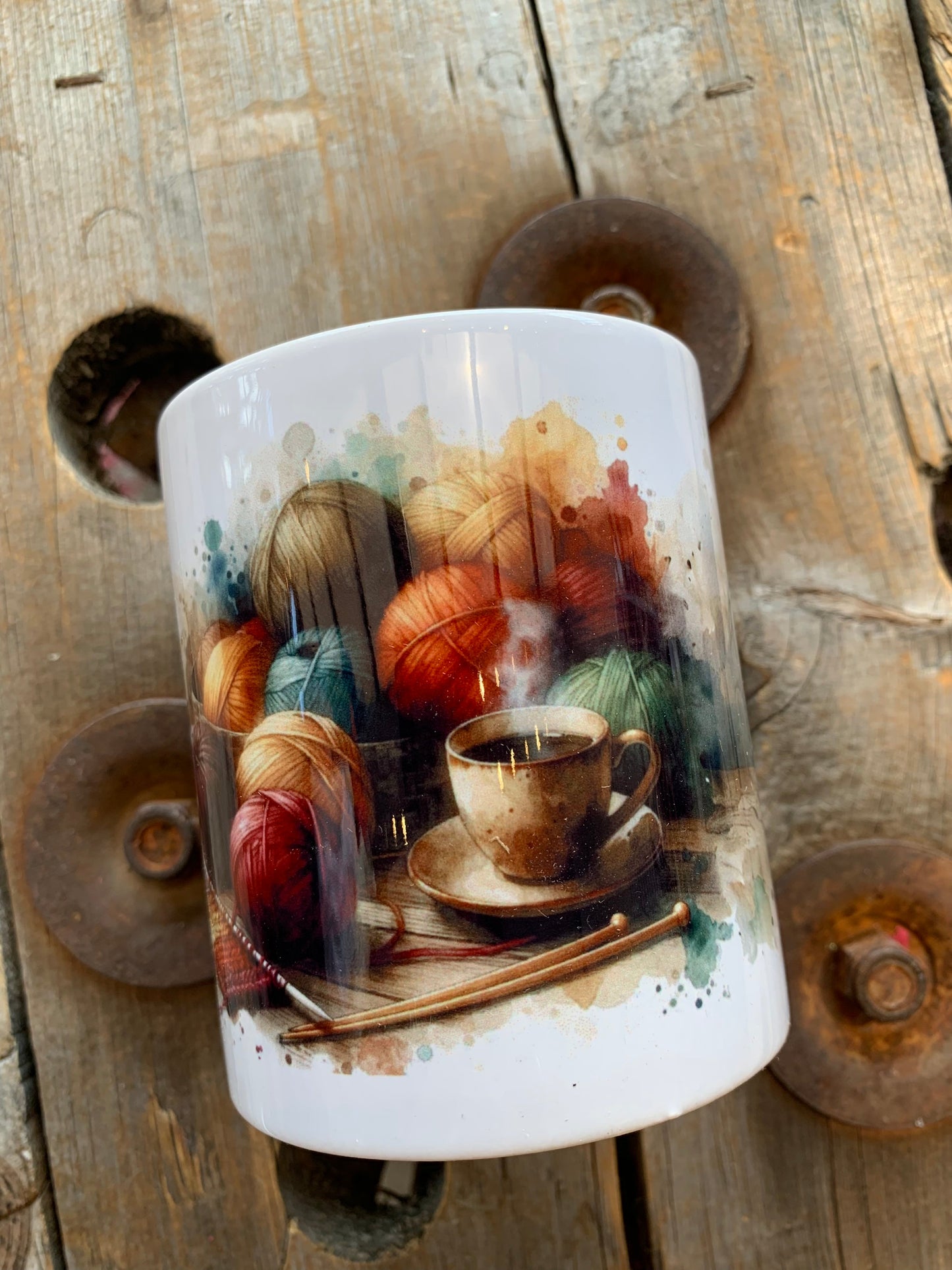 Tasse Balles de laine + tricot :)