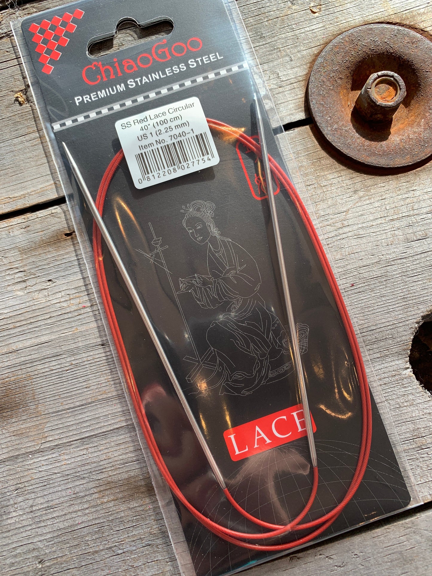 ChiaoGoo Red Lace 40" aiguilles circulaires fixes / Stainless Steel fixed circular