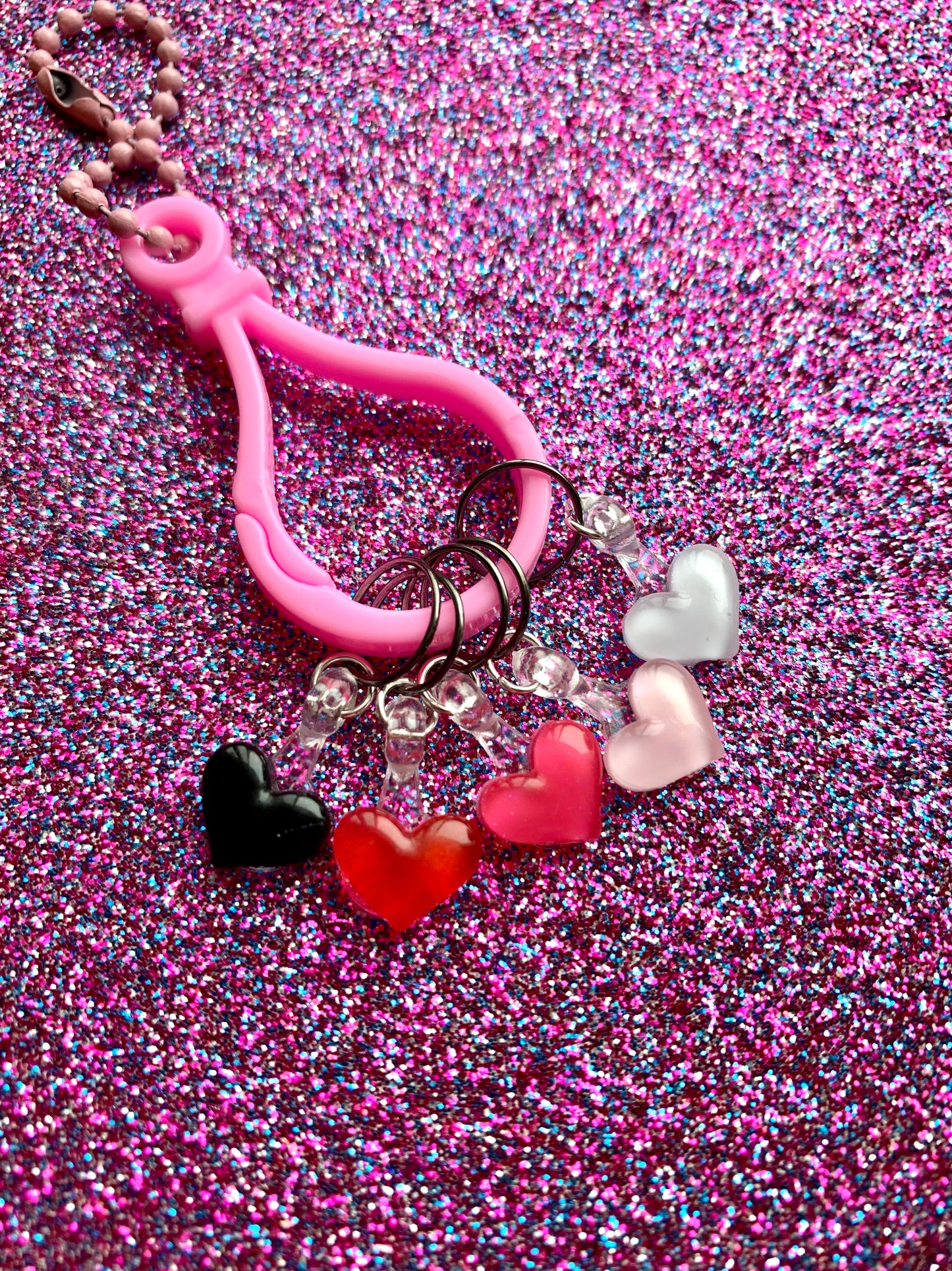 Marqueurs de mailles Coeurs noirs, roses et blancs