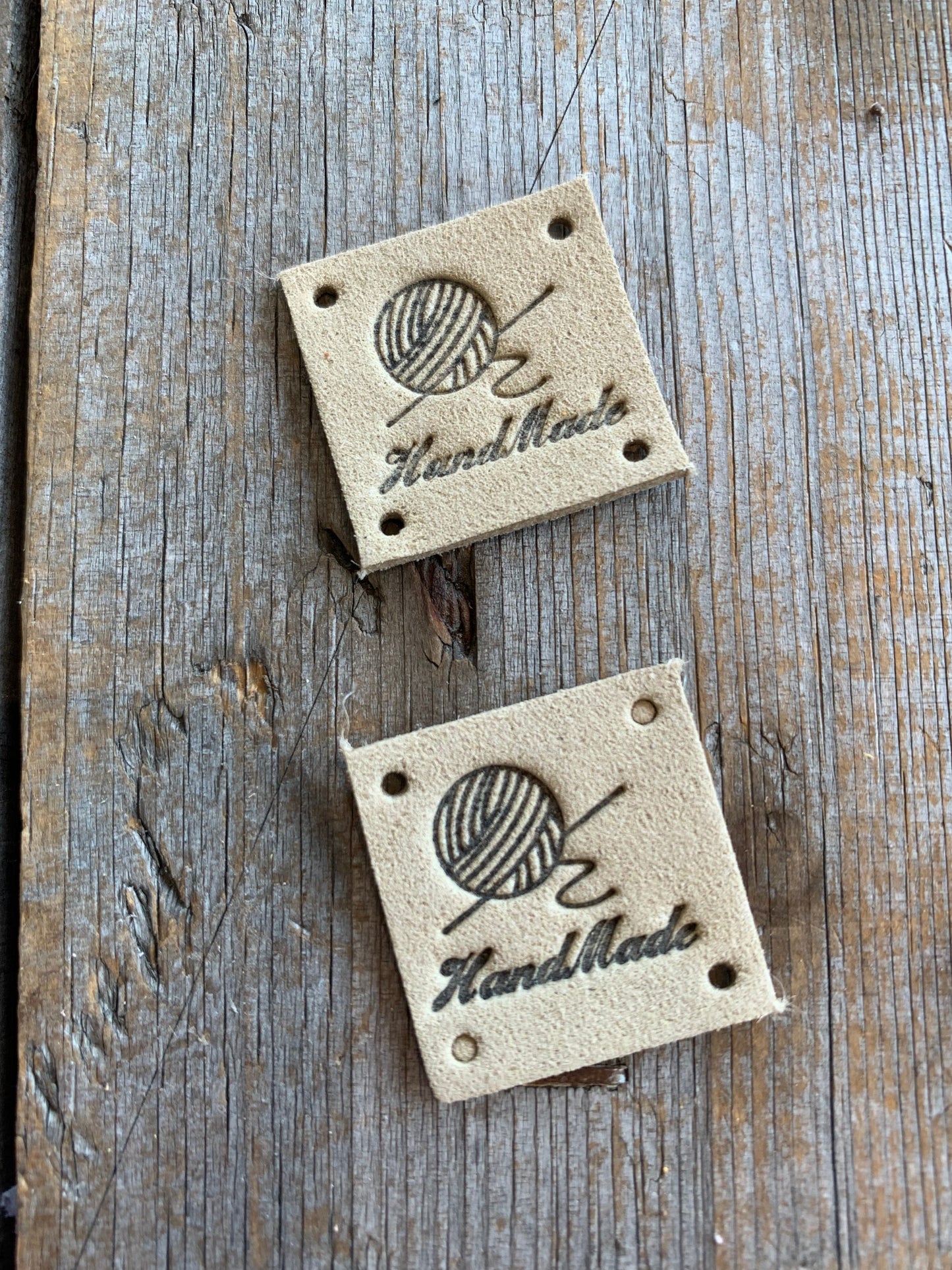 Étiquettes à projet - Handmade & balle de laine CARRÉ 2,5cm