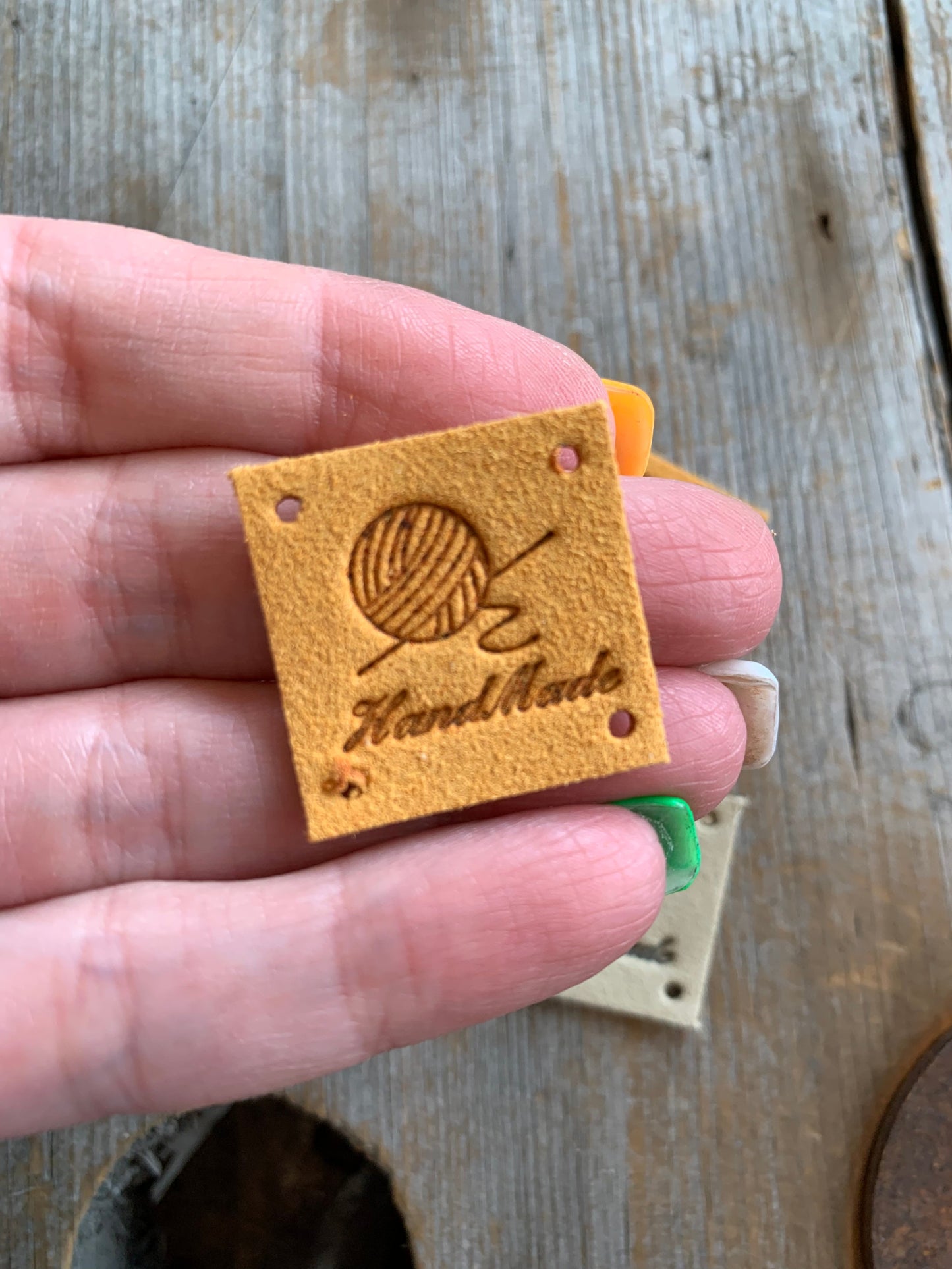 Étiquettes à projet - Handmade & balle de laine CARRÉ 2,5cm