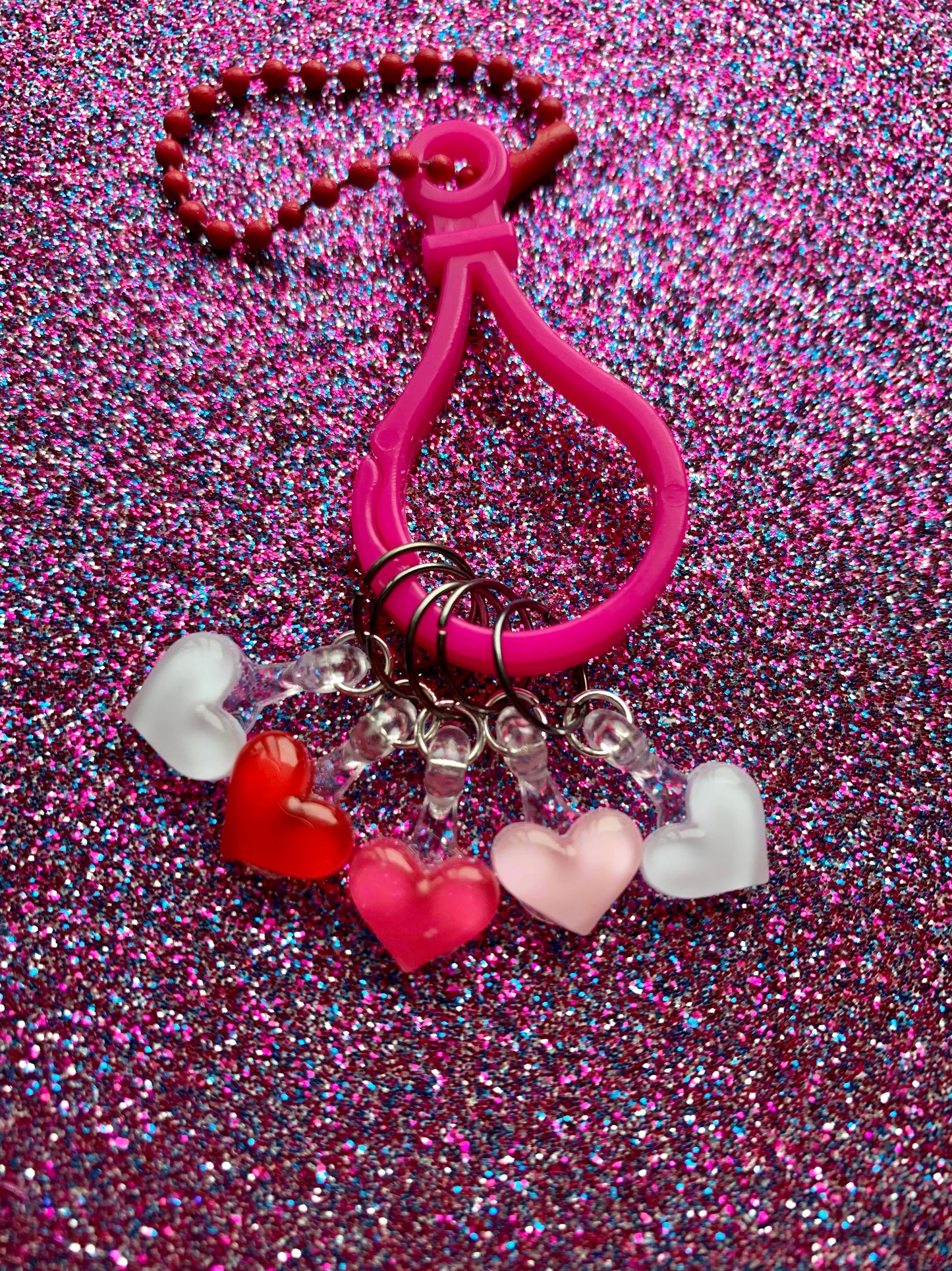 Marqueurs de mailles Coeurs noirs, roses et blancs