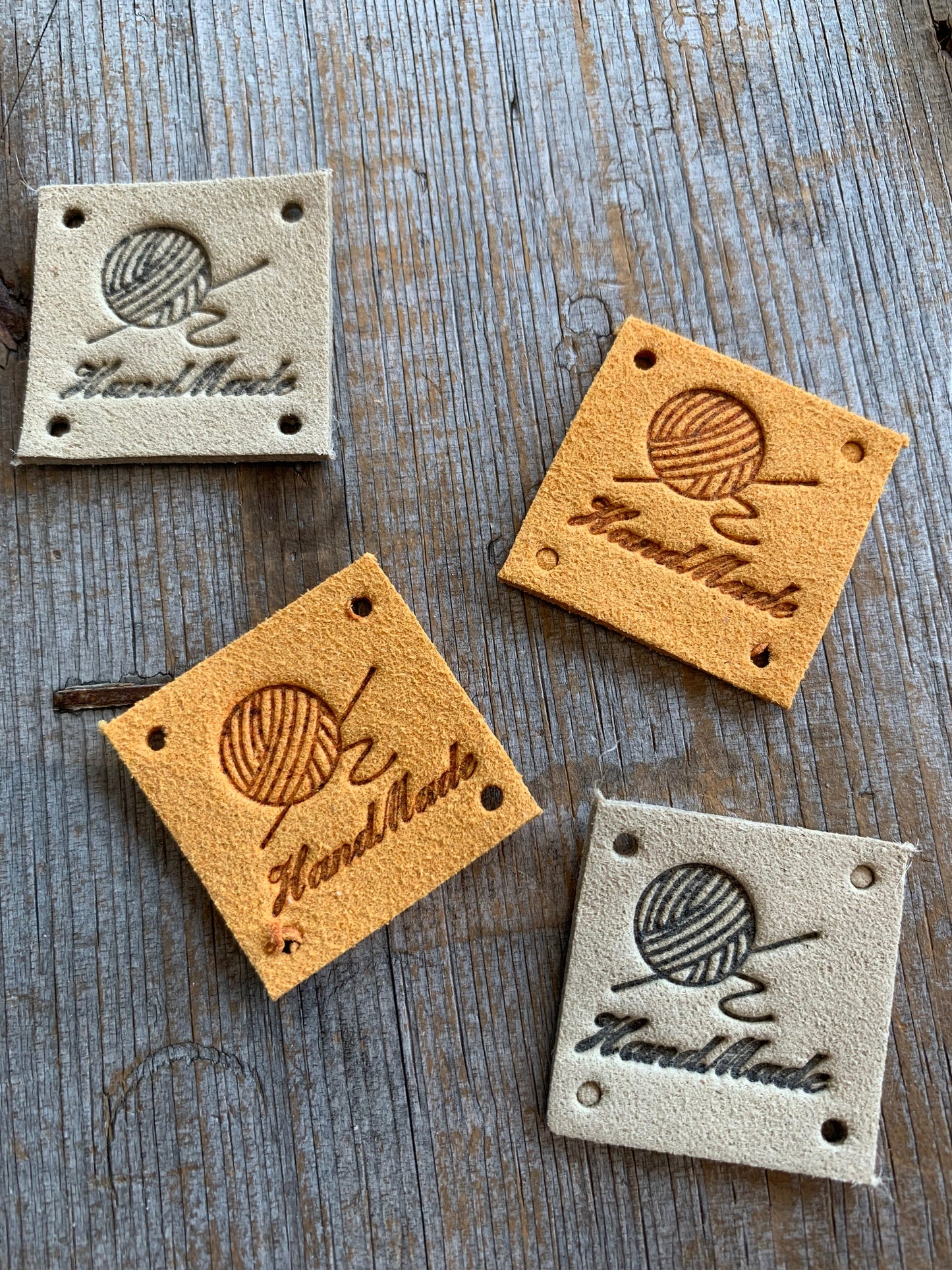 Étiquettes à projet - Handmade & balle de laine CARRÉ 2,5cm