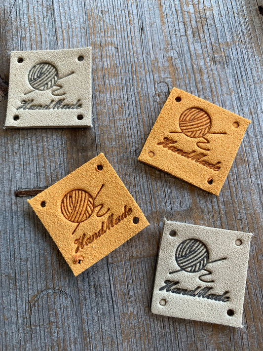 Étiquettes à projet - Handmade & balle de laine CARRÉ 2,5cm